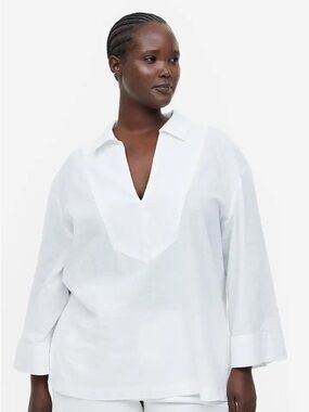 H&M Linen Blend Popover Shirt NWOT